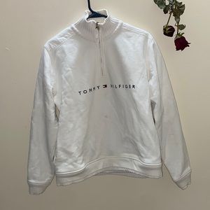 VINTAGE Tommy Hilfiger White Zip Pullover Sweatshirt